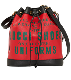 100th Uniform Bucket Bag, Leather, Red, 498879, DB, 3*